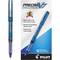 Pilot, Precise V7, Capped Liquid Ink Rolling Ball Pens, Fine Point 0.7 Mm, Blue, Pack Of 12