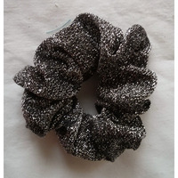 Black And Silver Sparkly Hair Scrunchies-Regular - Made In The Usa