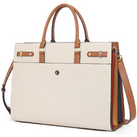 Cluci Briefcase For Women Leather Laptop 15.6 Inch Business Ladies Work Computer Tote Bags Beige
