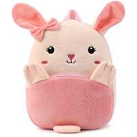 Befunirise Toddler Backpack For Boys And Girls, Cute Soft Plush Animal Cartoon Mini Backpack Little For Kids 2-6 Years (Pink Bunny-H)