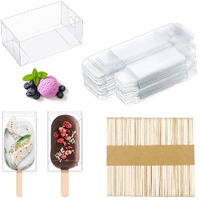 Doerdo Dd 75Pieces Clear Popsicle Cakesicle Boxes Set, Include Transparent Pet Ice Cream Box And 50Pieces Wooden Popsicle Sticks For Kitchen Baking Baby Shower Wedding, Kids Birthday Party Favors