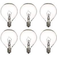 Jslinter 6-Pack G50 25 Watt Wax Warmer Bulbs For Full Size Scentsy Warmers, G16.5 Globe E12 Candelabra Base Scentsy Bulb Replacement, Warm White Clear Incandescent Bulbs For Candle Wax Warmer
