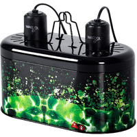 Wacool Reptile Dome Light Dual Fixture For 2 Reptile Light Bulbs, Optical Reflector Lampshade For Tropical Desert Reptile Heat Lamp Uvb Light Dual Combo Kit With 2 Indenpent Switches