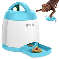 Petgeek Automatic Dog Feeder Toy, Interactive Dog Puzzle Toys Treat Dispensing, Electronic Dog Food Dispenser Remote Control, Safe Abs Material Pet Toy For All Breeds Of Dogs, Blue Color