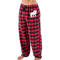 Lazy One Flannel Pajama Pants For Men Mens Separate Bottoms Lounge Pants Animal Plaid (Moose Plaid Medium)