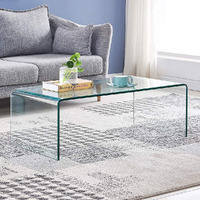 Glass Coffee Table, Modern Tempered Clear Coffee Tables Decor For Living Room, Easy To Clean And Safe Rounded Edges (Medium 39.3" X 19.6" X 13.8")