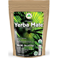 Yerba Mate Tea 1Lb (16Oz) Hi-Caffeine 100% Certified Organic Super-Green Yerba Mate | No Dust | Fresh - Never Aged (Ilex Paraguariensis) | Brazilian Rain Forest Grown From U.S. Wellness Naturals