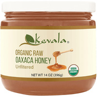 Kevala Organic Raw Oaxaca Honey - Non Gmo , Natural Nectar Pot , Kosher Certified , Pure , No Preservatives , Unrefined , Glass Jar , 14 Oz