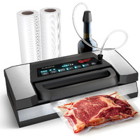 Magic Mill Professional Vacuum Sealer Machine Pro With New Patent Handle Mvs-5181 For Food Bags, Marinate Bowls, And Meal Packing Cannister | Vacuum Sealer With Cutter And Jar Attachment | Manual And Automatic Bag Sealer With 2 Pressure Settings