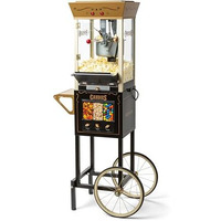 Nostalgia Vintage 8 Ounce Professional Popcorn And Dispensing Cart, Makes Up To 32 Cups, Three Storage Dispensers For Kernels, Candy, Nuts, Chocolate, Measuring Spoons And Scoop Included