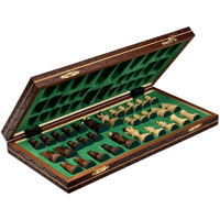 Wegiel Handmade Junior European International Chess Set - 16 Inch Folding Wooden Board & Pieces