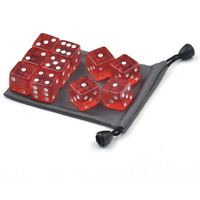Micoshop 10 Pcs 19Mm 6 Sided Dice D6 Rpg D&D Game Transparent Red + Bag Set