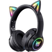 Onitoon Cat Ear Bluetooth Headphones With Micphone For Kids & Adults Led Light Up Wireless Hi-Fi Sound Quality Over-Ear Headphones With Volume Control For Iphoneipadlaptoppc(55H Play Time)