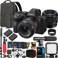 Sony A7 Iv Full Frame Mirrorless Camera Body With Fe 50Mm F1.8 Full Frame E-Mount Lens Ilce-7M4B + Sel50F18F Bundle With Deco Gear Photography Backpack + Monopod + 2 Battery Led And Kit Accessories