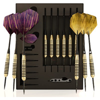 Cc-Exquisite Premium Steel Tip Darts Set - Professional Darts, Brass Barrels, Metal Tip Darts, Extra Flights, (12) Aluminum Shafts 35/48, O-Rings, Dart Tool, Dart Sharpener, Darts Case.