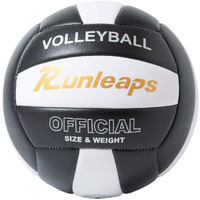 Runleaps Volleyball Waterproof Indoor Outdoor Volleyball For Beach Game Gym Training Official Size 5 (Blackwhite)