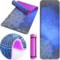 Millenti Vegan-Suede Blue Yoga Mat - Non Slip Eco Friendly Workout Matt For Hot Yoga Pilates Tabata Hiit Yoga Strap Included - Suede-Royalty Blue Yma05Blbl