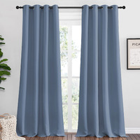 Nicetown Stone Blue Room Darkening Curtain Panels 96\" Length For Bedroom Living Room, Thermal Insulated Blackout Draperies For Home Decoration, Total Privacy (55\" Width, 2 Pieces)