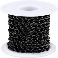 Jishi 16Ft Aluminium Curb Chain Roll, Thick Twisted Chain Links, Black Plated Metal Craft Chain Curb Link Chain Spool For Jewelry Making Necklace Bracelet Diy Crafts, Jewelry Making Findings Supplies