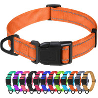 Tagme Reflective Nylon Dog Collars, Adjustable Classic Pet Collar With Quick Release Buckle For Extra Large Dogs, Orange, 1\" Width