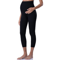 Poshdivah Capri Women\'s Maternity Leggings Over The Belly Pregnancy Yoga Pants Active Wear Workout Leggings Black Small