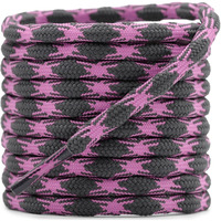 Delele 2 Pair Round Wave Shape Non Slip Heavy Duty And Durable Outdoor Climbing Shoelaces Dark Gray&Rose Purple Hiking Shoe Laces Shoestrings-43 Inch
