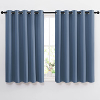 Nicetown Bedroom Blackout Curtains And Drapes 54" L - Window Treatment Thermal Insulated Solid Grommet Blackout Draperies For Home Office (Stone Blue, 2 Panels=132" Wide)