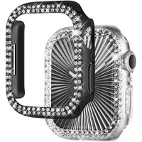 Newways 2-Pack Bling Cases Compatible For Apple Watch Series 8 41Mm Series 7, Protective Bumper For Iwatch Series8/ 7 (41Mm, Black/Clear)