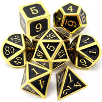 Haxtec Dnd Metal Dice Set D&D Dice For Dungeons And Dragons Roleplaying Games-Glossy Enamel Dice (Gold Black)