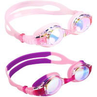 Aegend 2 Pack Kids Goggles, Swimming Goggles For Kids Age 4-16 Boys And Girls Youth, Anti-Fog Pool Goggles, Bright Lavenderish & Crisp Pink