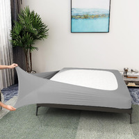 Box Spring Cover King/Cal King Size - Jersey Knit & Stretchy Wrap Around 4 Sides Bed Skirt For Hotel & Home, Silver