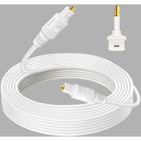 Bangun 60 Feet White Optical Audio Cable, Slim Optical Cable, Toslink Digital Audio Cable, Fiber Optic Audio Cable, Optic Cable For Sound Bar/Tv/Ps4/Xbox
