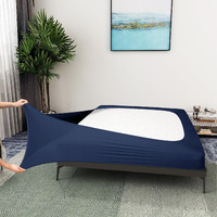 Box Spring Cover King Size - Jersey Knit & Stretchy Wrap Around 4 Sides Bed Skirt For Hotel & Home - King/Cal King/Olympic Queen, Navy