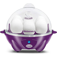 Elite Gourmet Egc700P# Rapid Egg Cooker, 7 Easy-To-Peel, Hard, Medium, Soft Boiled Eggs, Poacher, Omelet Maker, Auto Shut-Off, Alarm, 16-Recipe Booklet, Eggplant