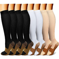 Quxiang Copper Compression Socks Women & Men Circulation (8 Pairs) 15-20 Mmhg Knee High Is Best For Athletics Climbing Running Support Cycling Hiking Flight Travel Pregnancy Maternity (Sm,Multi 18)
