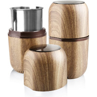 Cool Knight Herb Grinder [Large Capacity/Fast/Electric ]-Spice Herb Coffee Grinder With Pollen Catcher/- 7.5" (Wood Grain)