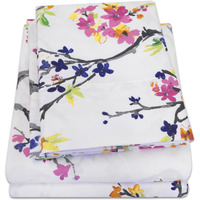 1500 Supreme Collection Extra Soft Botanical Bright Whimsical Watercolor Pattern Sheet Set - Luxury Bed Sheets Set With Deep Pocket Wrinkle Free Bedding, Printed Patter