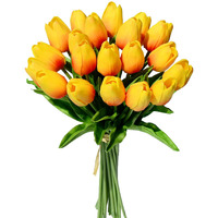 Mandys 20Pcs Sunset Flowers Artificial Tulip Silk Flowers 13.5 For Easter Day Home Kitchen Wedding Decorations