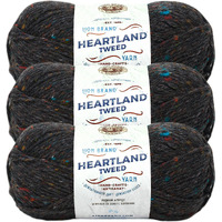 Lion Brand Yarn Heartland Yarn For Crocheting, Knitting, And Weaving, Multicolor Yarn, 3-Pack, Black Canyon Tweed