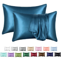 Mr&Hm Satin Pillowcase For Hair And Skin, Silk Satin Pillowcase 2 Pack, King Size Pillow Cases Set Of 2, Silky Pillow Cover With Envelope Closure (20X40, Teal)