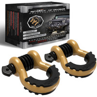 Autmatch D Ring Shackle 34 Shackles (2 Pack) 41,887Ibs Break Strength With 78 Screw Pin And Shackle Isolator Washers Kit For Tow Strap Winch Off Road Vehicle Recovery Gold & Black