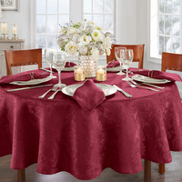 Elrene Home Fashions Caiden Elegance Damask Fabric Tablecloth, 90" Round, Cranberry