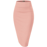 Womens Premium Nylon Ponte Stretch Office Pencil Skirt Made Below Knee Ksk45002 1073T Blush Xl