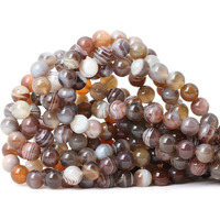 Cheavian 45Pcs 8Mm Natural Botswana Sardonyx Agate Gemstone Round Loose Beads For Diy Jewelry Making 1 Strand 15