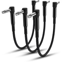 Elebase Guitar Patch Cables 3-Pack, 6 Inch 6.35Mm Effects Pedal Board Cable 1/4 Inch Right-Angle Braided Audio Cord Shielded Ts Copper Male Connector For Microphone Amp/Amplifier Mixer