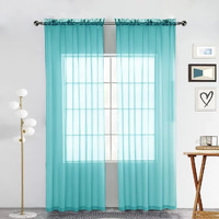 Spacedresser Sheer Voile Window Treatment. Rod Pocket Curtain Panels For Kitchen Bedroom Living Room Drapes Sunlight Filtering Privacy Semi Home Decor Assorted Colors Sizes (Turquoise, 52 W X 45 L)