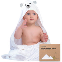 Keababies Baby Hooded Towel - Bamboo Baby Towel Organic Bamboo Towel - Infant Towels - Large Bamboo Hooded Towel - Baby Bath Towel With Hood For Girls, Babies, Newborn Boys, Toddler (Polar)