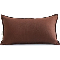 Jeanerlor Cotton Linen Decorative 12\"X20\" Lumbar Throw Pillow Case Cushion Cover With Twin Needles Stitch On Edge,For Wedding/Party/Gift/Car (30 X 50Cm), Reddish Brown