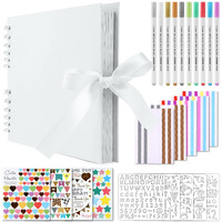 Gotideal 80 Pages Scrapbook Album With 10 Metallic Markers, Craft Paper Photo Album For Wedding And Anniversary, Family Diy Scrapbook Accessories With Scrapbooking Stickers Corners(White)