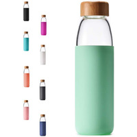 Veegoal 25 Oz Borosilicate Glass Water Bottles With Bamboo Lid, Bpa-Free, Non-Slip Silicone Sleeve, And Stainless Steel Leak Proof Lid - Reusable Glass Bottle For Men And Women